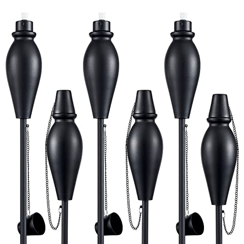 XPEHK 6 Pack Tiki Torches for Outside59in Metal Torch Flame Light Torch with Snuffer Fiberglass Wick Easy to Refill for Backyard Garden Patio LightingDecorative Urban Lantern
