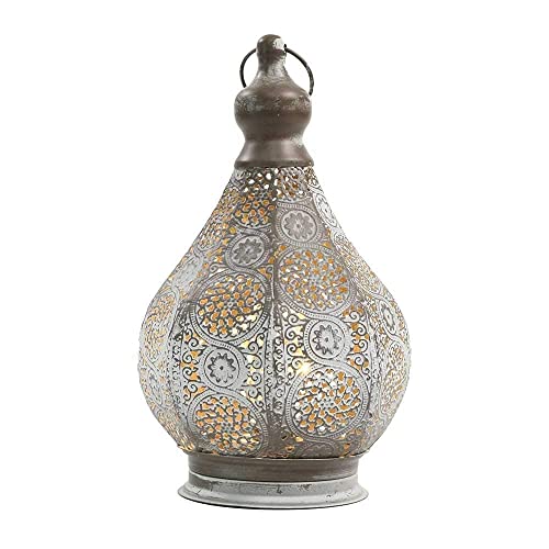 JHY DESIGN Moroccan Style Vintage Lantern Metal Table Lamp Battery Powered 115 Tall Cordless Lamp Desk Lamp with Edison Bulb for Living Room Bedroom Weddings Parties Garden Lounge Outdoor Indoor