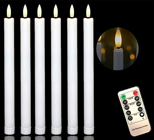 Flameless LED Taper Candles3D Wick Light Window Candles Battery OperatedCandles with Timer Flickering Flame for Christmas