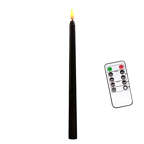 LED Battery Operated Window Candles with Remote Flameless Taper Candles Flickering Warm Yellow Light with WhiteBlack Holders Battery Operated Candlesticks for Home Fireplace Christmas or Halloween