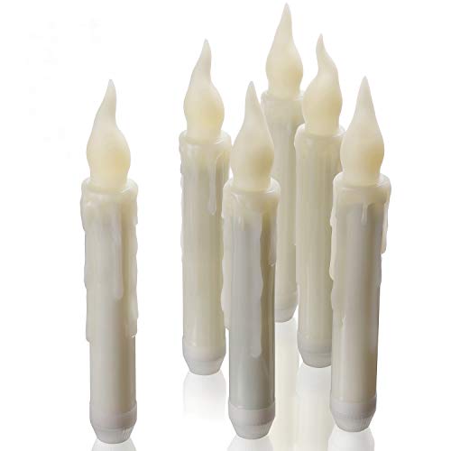 LED Flameless Taper Candles with 6H Auto Timer Ymenow 6pcs Flickering Electric Window Candles Battery Operated Candlesticks for Home Room Party Table Decoration  Warm Yellow