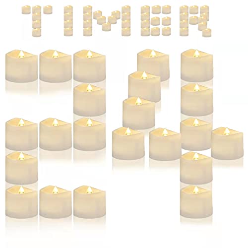 AMAGIC 24 Pack LED Tea Lights Battery Operated Flameless Candles with Timer Flickering TeaLights for Mothers Day Gifts 6 Hours on and 18 Hours Off 14 x 125 Inch Warm White Wave Open