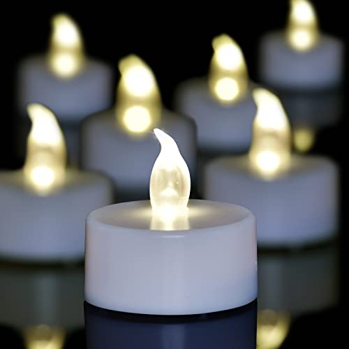 Candlium Tea Lights Battery Operated CandlesSet of 24 LED Tea Lights Flameless Candles 150 Hours Flickering Fake Tealights for Sweetest Day Wedding Home Decorations Party (24 Pack Warm White)
