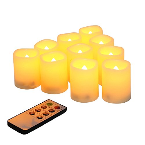 Flameless Votive Candles With Remote Control and Timer Bulk Set of 10 Tealight Candles  Realistic Outdoor Flickering Battery Operated LED Tea Lights (Batteries Included) 200Hours