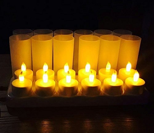 OROCKO LED Rechargeable Candles (12 Pack) Rechargeable Candle Tealights Rechargeable Tea Lights Flameless Battery Operated Candle Light No Fire Risk Safe for Home Restaurants Café