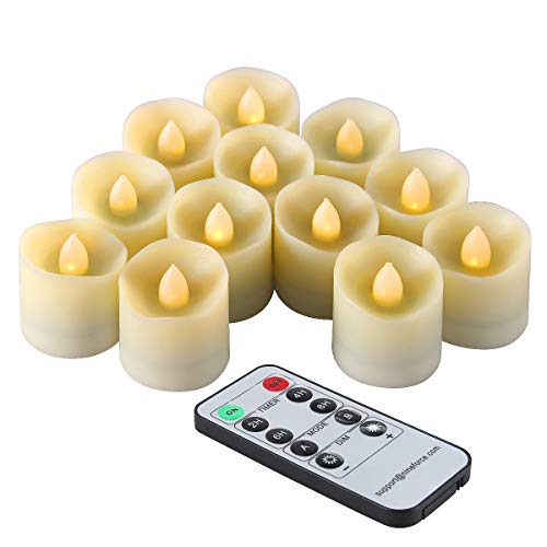 Tea Lights Battery Operated Candles with Remote Flameless Votive Candle LED Tea Light with Timer Realistic Flickering Tealights Fake Candle Holiday Decoration Battery Remote Candles (12 Set x 13)