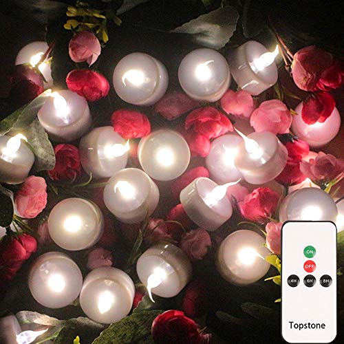 Topstone LED Tea LightFlameless Flickering Tealight with Remote ControlLong Lasting Battery Operated LED Tealights Candle with Timerfor Seasonal Festival CelebrationPack of 12(White)