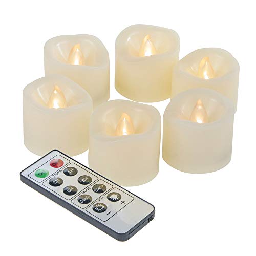 iZAN 6Pack Flameless Battery Operated LED Tealight Candles with Remote Wavedtop Flickering Electric Decorative Tea Lights for Christmas Home Party Wedding Decorations15x15 Batteries Included
