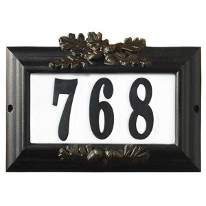 Qualarc Inc Edgewood Misty Oak Lighted Address Plaque Black Frame CMIST-1309-BL