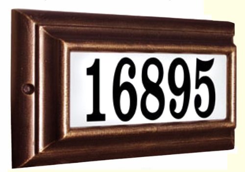 Qualarc Inc Edgewood Standard Lighted Address Plaque Antique Copper LTS-1300-AC