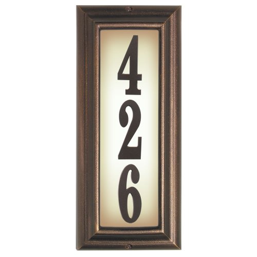 Qualarc Inc Edgewood Vertical Lighted Address Plaque Antique Copper LTV-1303-AC