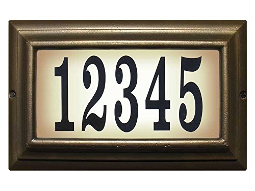 Qualarc LTL-1301-LED-FB-PN Edgewood Rust Free Cast Aluminum Rectangular Lighted Address Plaque with LED 4 Black Polymer Numbers French Bronze