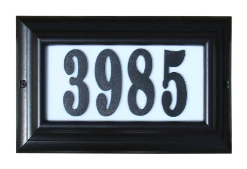 Qualarc LTL-1301BL-PN Edgewood Large Lighted Address Plaque in Black Frame Color with 4-Inch Black Polymer Numbers