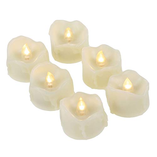 6 Pack Flameless LED Votives Candles Small Unscented Tea Lights Flickering Battery Operated Electric LED Tealights for Halloween Jack O Lantern Pumpkin Christmas Wedding Decorations Party Decor Gifts