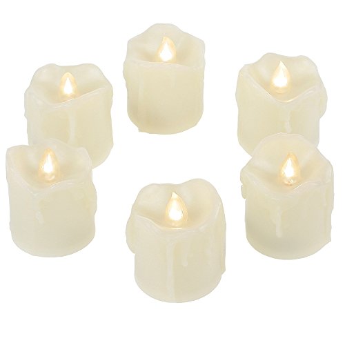 CANDLE CHOICE Battery Operated Flameless Votive Candles with Timer Flickering Fake Electric LED Tea Lights Set Wedding Party Holiday Decorations Table Centerpiece Long Lasting Batteries Included 6 PCS