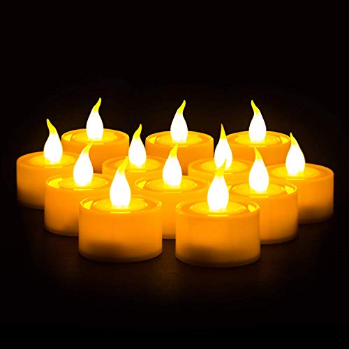 Furora LIGHTING LED Tea Light Candles Battery Operated Pack of 12 Realistic Flameless Tealight Candles Electric Tea Lights Battery Included