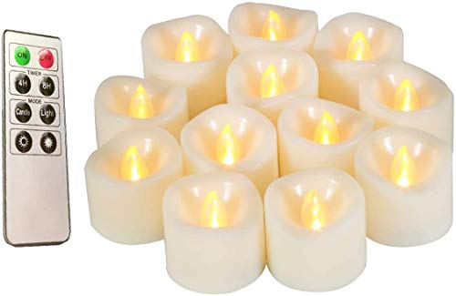 Led Flickering Flameless Votive Tea Lights Candles With Remote Control Battery Operated Set Of 12  Electric Outdoor Tealights Timer Candle For ChristmasXmas Decorations (Batteries Included) 200Hours