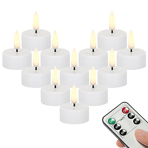 Led Tea Lights Candles Battery Operated Flickering Flameless Tealight Candles with Remote and Timer Electric Candle for Seasonal  Festival Celebration Pack of 12