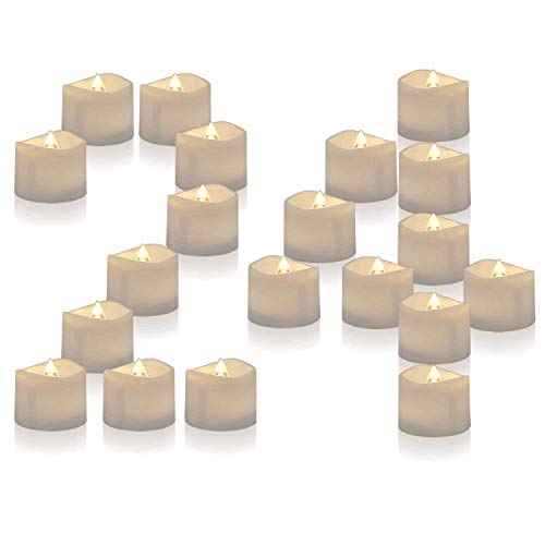 Homemory Battery Operated Candle Pack of 24 LED Tea Lights Flameless Votive Candle with Warm White Flickering Bulb Light Small Electric Fake Tea Candle Realistic for Wedding Table Gift Outdoor