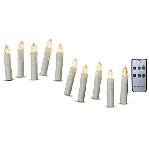 Gedengni Flameless Mini Simulated Wax Dipped Flickering LED Taper Candles with Remote and Removable Clips for Baroque Candle Chandelier