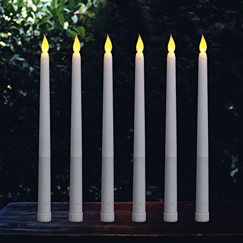LARDUX 11 inch LED Flameless Taper Candles with 6 Hours Timer Battery Operated LED Candlestick Flameless Long Candles for Home Dinner Table Party Weddings Birthday (Set of 6)