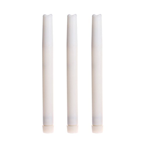 LED Flameless Taper Candle with Timer 9 Dripless Battery Operated Candle for Table Centerpiece Pack of 3 (White)