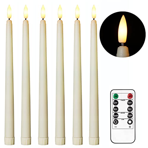 Stmarry 11 Ivory Taper Flameless LED Faux Candle Lights 6PK with Remote and Timer Battery Operated Flickering Tall Candlesticks for Christmas Home Wedding Valentines Day Decor