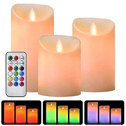 Luzzup Flameless Candles Battery Operated LED Candles Flameless Candles with Remote Control  Timer Paraffin Wax 4 5 6 Pack of 3