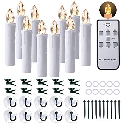 CXMYKE 10PCS LED Window Candles with Remote Updated Timer Function  Battery Operated Christmas Flameless Taper Candles with Warm White Flicker Light  Perfect for WeddingPartyBirthdayDecoration