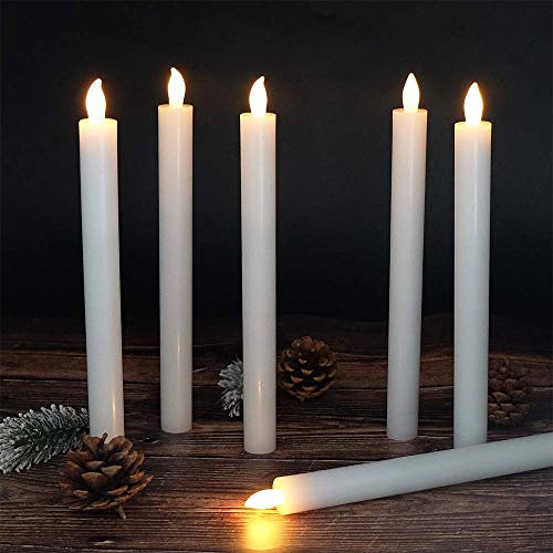 DRomance Flickering Flameless LED Taper Candles Battery Operated with Remote and Timer Real Wax Dimmable Light Christmas Holiday Flameless LED Candlesticks(White 078 x 964 Inches)