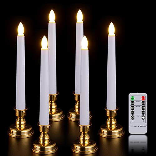 Window Candles with Remote Timer PChero 6 Packs 79 Battery Operated Flameless LED Taper Candles Lights with Removable Candlesticks Ideal for Thanksgiving Table Christmas Home Decor