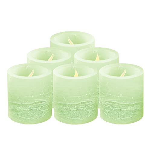 Furora LIGHTING Green LED Votive Candles Pack of 6 Real Wax Flickering Flameless Votive with Timer 618 Cycles Every 24 Hours Green Tealight Candles Decorations for Living Room Wedding Table Decor