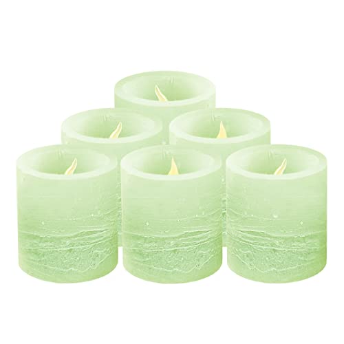 Furora LIGHTING Green LED Votive Candles Pack of 6 Real Wax Flickering Flameless Votive with Timer 618 Cycles Every 24 Hours Green Tealight Candles Decorations for Living Room Wedding Table Decor