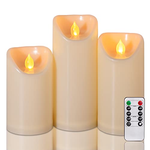 Homemory 567 Waterproof Outdoor Flameless Candles with Timer and Remote Control Battery Operated LED Candles Realistic Fake Plastic Candles for Wedding Festival Home Decoration