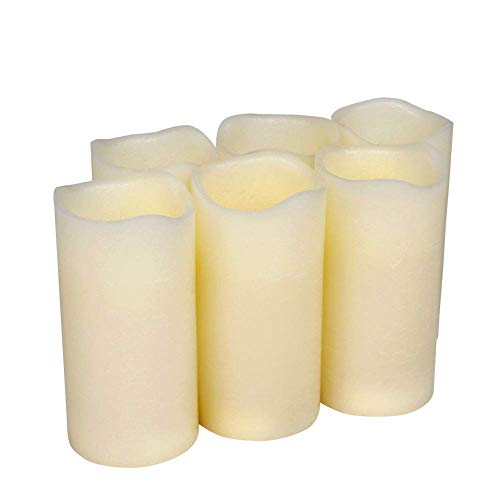 Flickering Flameless Candles Battery Operated Real Wax Pillar Candles HBLOSSOM LED Candles with Cycling 5H Timer Pack of 6 (3 x 6)
