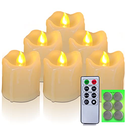 Homemory 400 Hours 6 Pack Flameless LED Votive Candles with Timer Battery Operated and Remote Control Flickering Tea Lights 15x17 inches  Wedding Halloween Thanksgiving Table