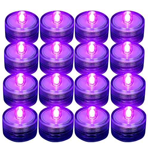 SHYMERY Submersible LED LightPurple Waterproof Flameless Candle Tea LightsUnderwater Battery Operated Seasonal Festival Celebration LED Tea Light for TableWedding Centerpieces PartyPack of 12