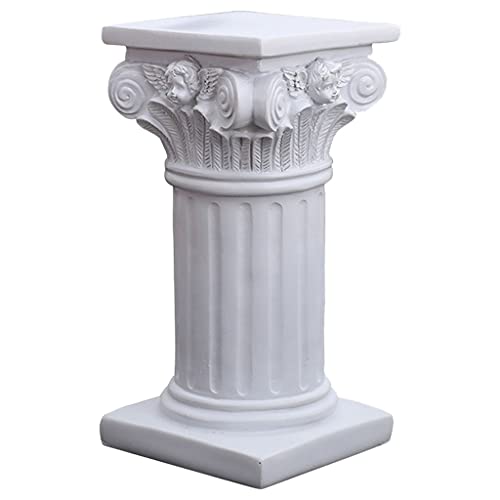 Baoblaze Creative Roman Pillar Greek Column Statue Resin Pedestal Stand Figurine Sculpture Table Outdoor Home Kitchen Decor Lightweight  L Square