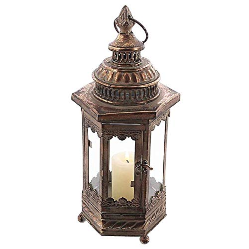 LHALUA Outdoor Decor Statue for The Home Yard Decoration Sculpture Garden Ornament Figurine Metal Moroccan Style Candlestick Candleholder Candle Stand Light Holder Lantern