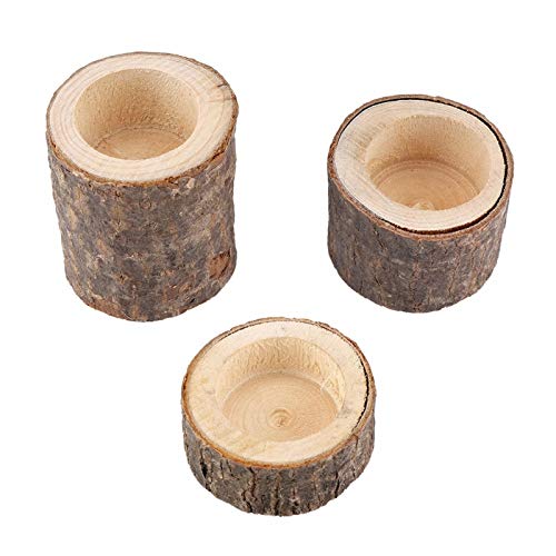 NITRIP Candle Stand Wood Candle Holder Wooden Spools Wooden Candlesticks Candle Holder Stand for Birthday Rustic Wedding Holiday Party(ThreePiece Suit)
