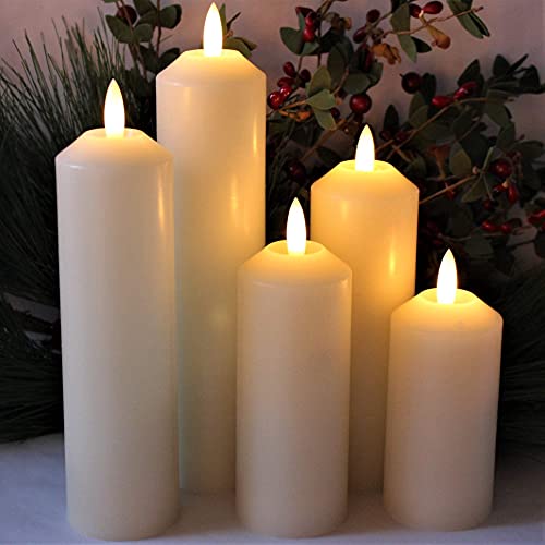 Flameless Candles with Timer Pillar Candles Battery Operated Candles LED Candles Set of 5 Decorative Candles for Home Decor and Christmas Decorations by LED Lytes