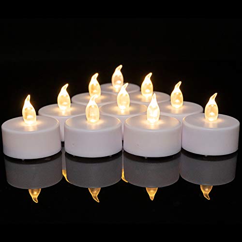 Battery Operated Tea Lights Candles 24 Pack Realistic and Bright Flickering Holiday Gift Flameless LED Electric Candles for Seasonal  Festival Party Home Decoration (Warm White)