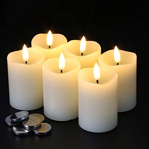 Eywamage Timer Flameless Votive Candles 2 x 3 Flickering Small LED Pillar Candles Batteries Included Ivory Christmas Home Decor Set of 6
