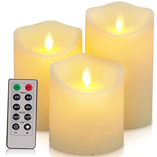 Flickering Flameless Candles Waterproof Outdoor Candles Battery Operated Candles with Remote Cycling 24 Hours Timer（D 325x H 456）LED Candles Plastic Pack of 3 Large Pillar Candles