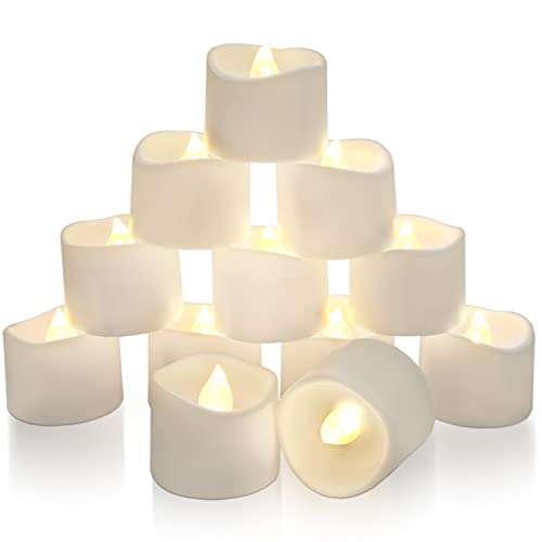 Homemory Battery Tea Lights with Timer Builtin 6 Hours on and 18 Hours Off in 24 Hours Cycle Automatically Pack of 12 Timing LED Candle Lights in Warm White No Remote