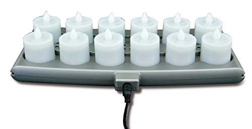 Hollowick Platinum Flameless Rechargeable Set (12) Candlelight LED Candles (1) Charging Tray (1) Power Supply
