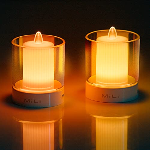 MiLi Rechargeable LED Flameless Candle Lights Electronic Candle with USB Charging Tealights Candle for Christmas Celebration  Decoration 30H Playtime