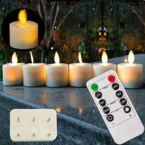 Rechargeable Remote Control Led Tea Lights Votive Candles Batteries Operated tealights with TimerFlameless Candle for OutdoorTableParty Decoration