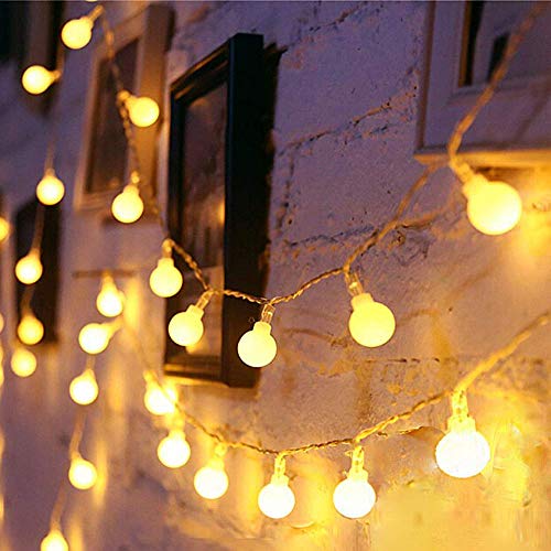 43ft Led Globe String Lights 100LEDs Outdoor Indoor String Lights Plug in 8 Modes Twinkle Lights Warm White Fairy String Lights Christmas Decoration Yard Party Bedroom