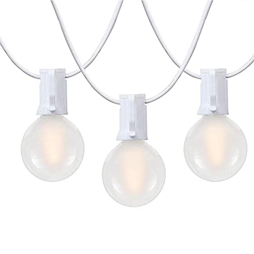 Goothy 25Ft G40 LED Outdoor Frosted White String Lights with 27 G40 White Pearl Shatterproof Globe Bulbs (2 Spare) E12 Base Vintage Backyard Patio Lights UL Listed for Café Porch Party Frosted White